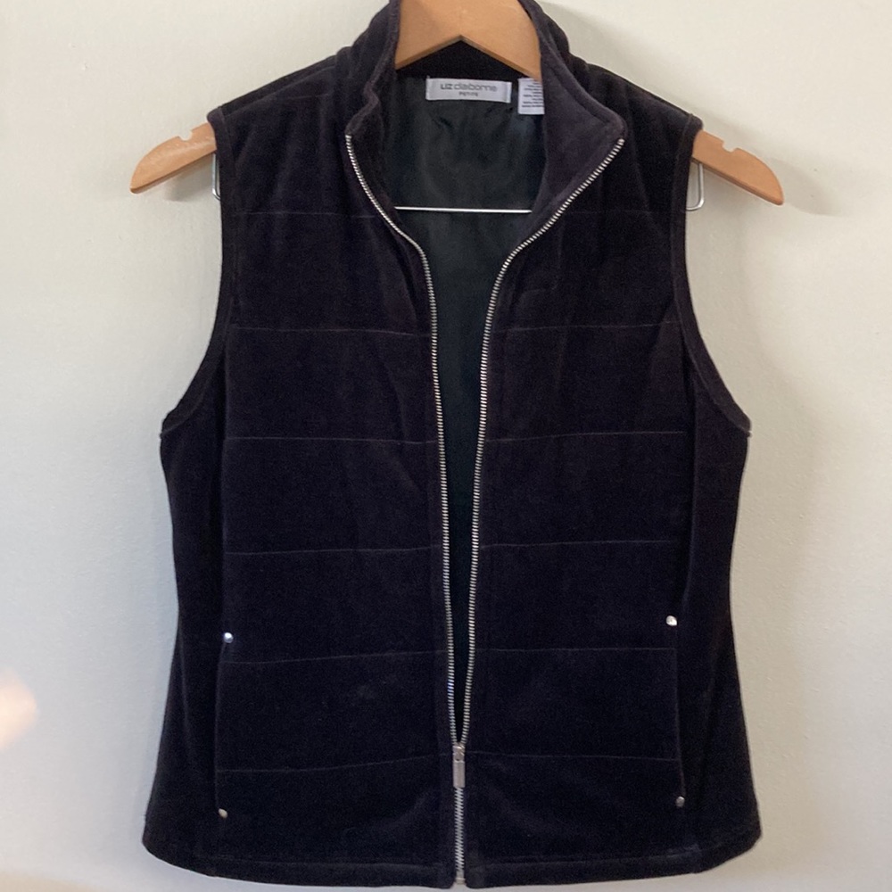 EUC Liz Claiborne • Cozy SOFT Velvet Lined Cotton Vest 2 Pockets Ladies Size PS - Picture 8 of 8
